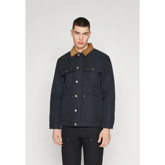 HOLLISTER Mens Black Barn Gorpcore Corduroy Collar Chore Softshell Jacket XL
